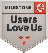 Бейдж Collaborator от G2 Milestone Users Love Us с тремя звёздами.